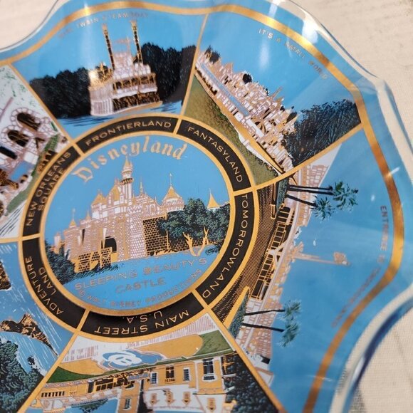 Vintage Disneyland Souvenir Fluted Candy Dish Sleeping Beauty's Castle Blue - Picture 3 of 13